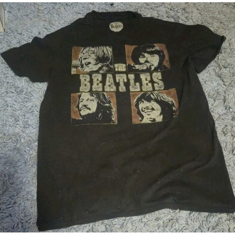 The Beatles‎ Graphic T-Shirt Mens M Black Band Tee Y2K Rock Vintage
